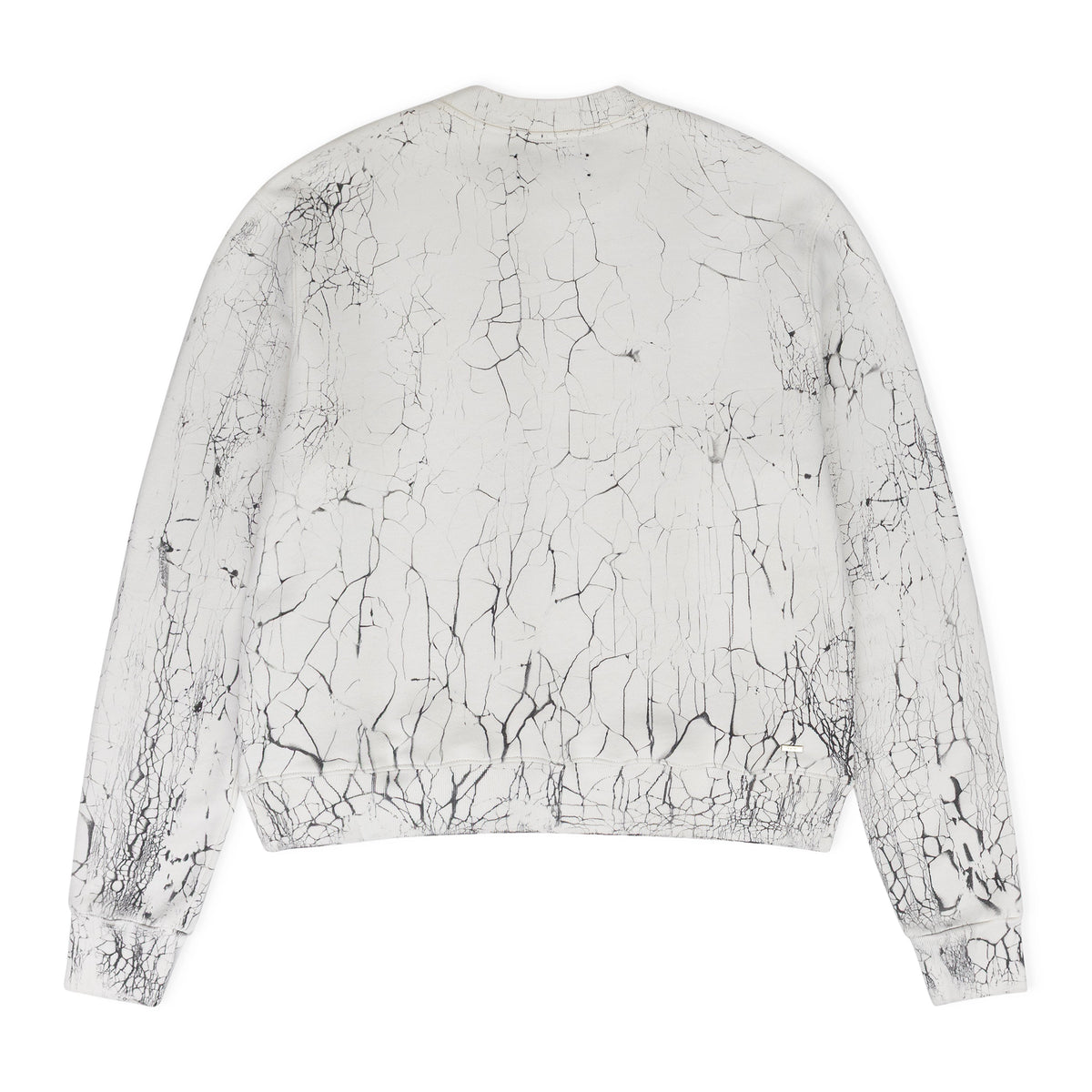 White Cracked Dye Core Logo Crewneck