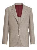 Brunello Cucinelli wool, silk and linen slubbed deconstructed blazer