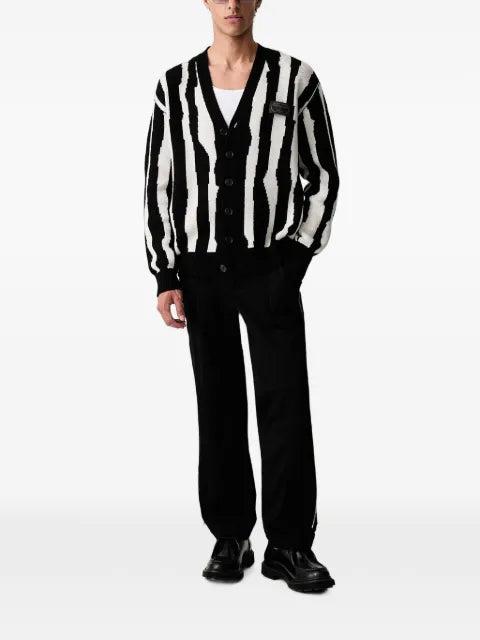 Undercover intarsia-knit logo-patch cardigan