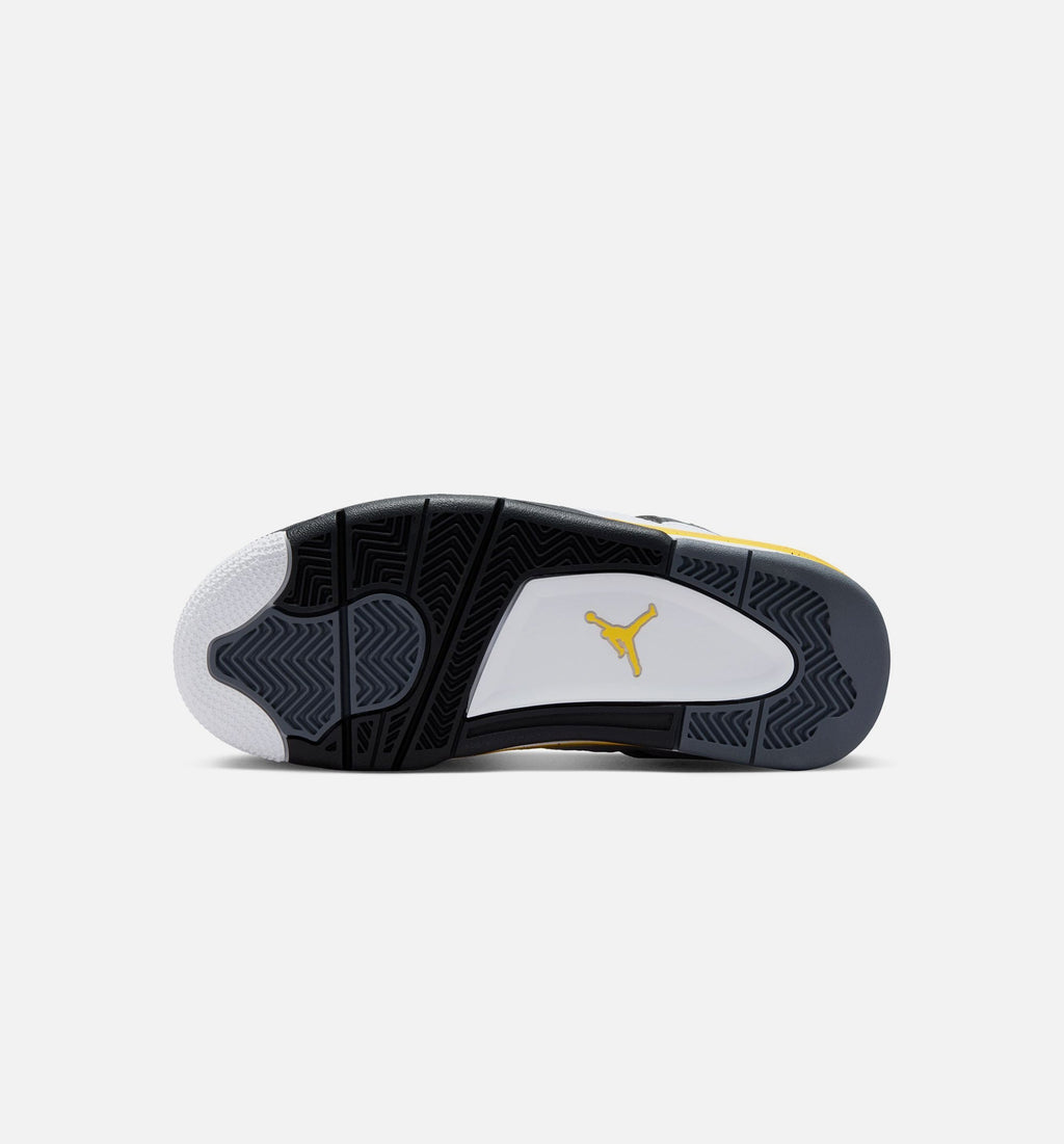 Air Jordan 4 Retro Rare Air Tour Yellow Big Kids' Sneakers - White / Dark Blue-Grey / Black / Tour Yellow
