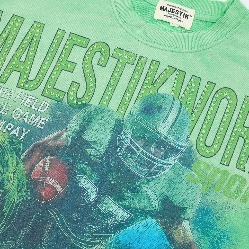 MAJESTIK Green Football Graphic T-Shirt