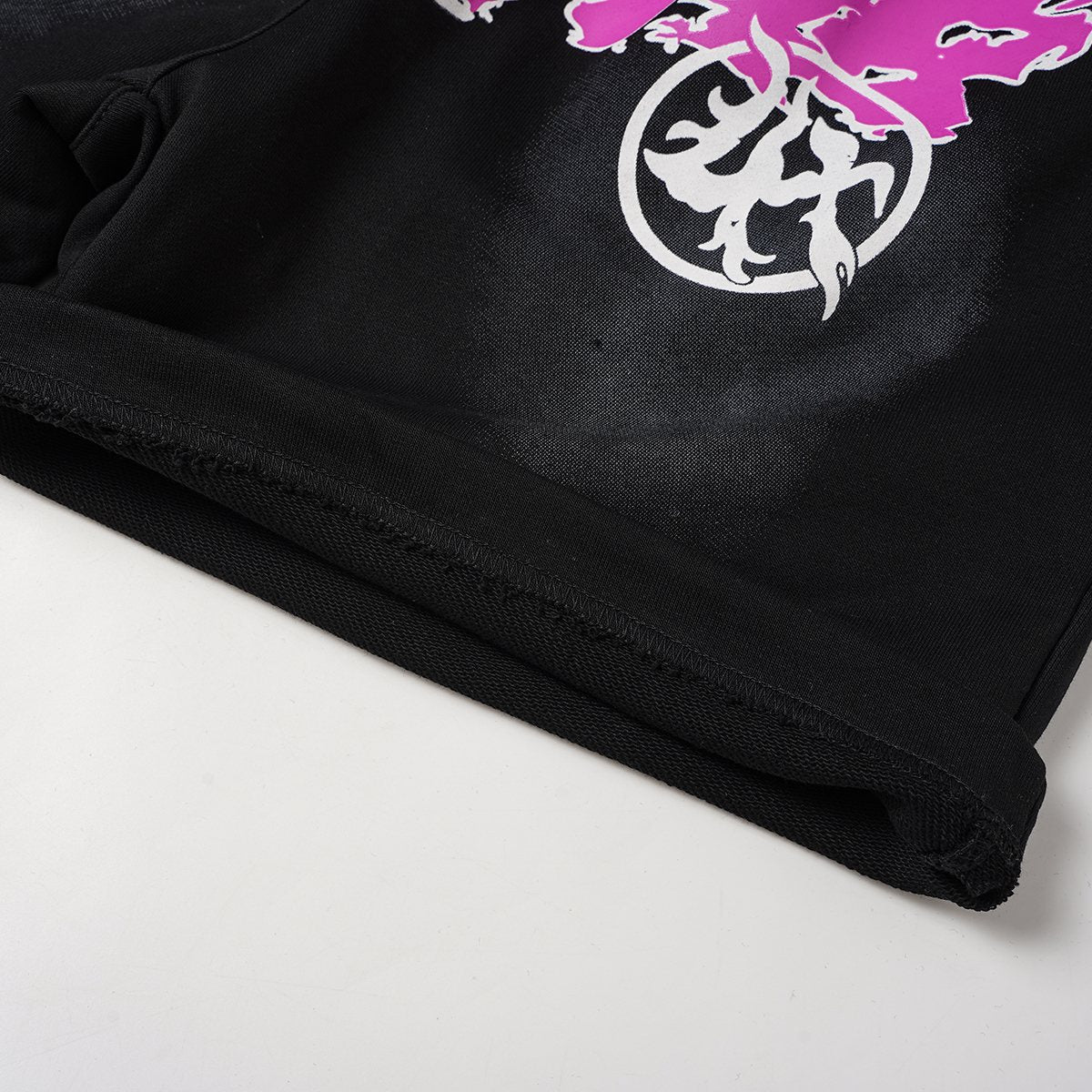 THAT'S A AWFUL LOT OF COUGH SYRUP Black Front Graphic Shorts