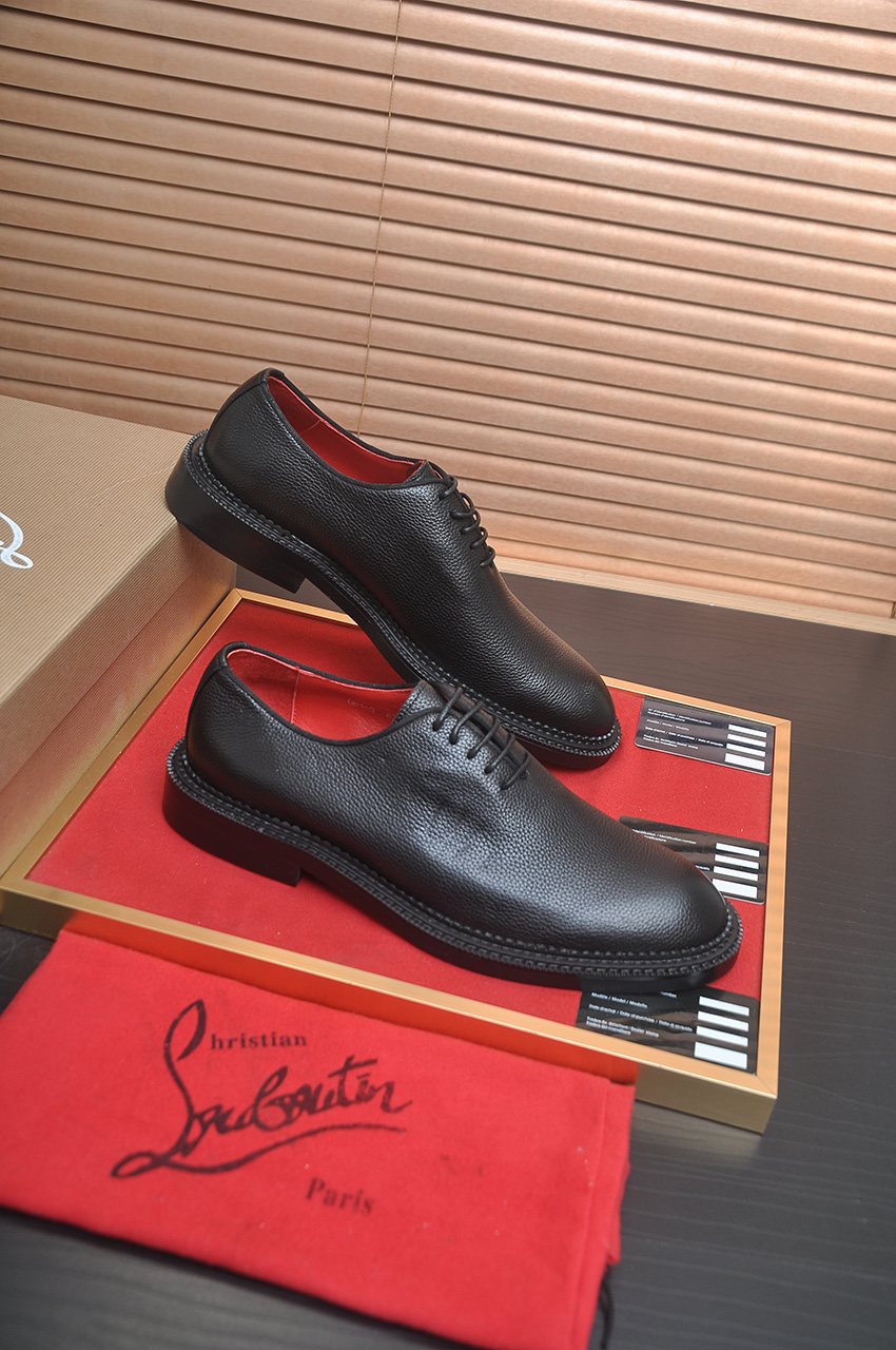 Christian Louboutin Black Red-Sole Lace-Up Dress Shoes