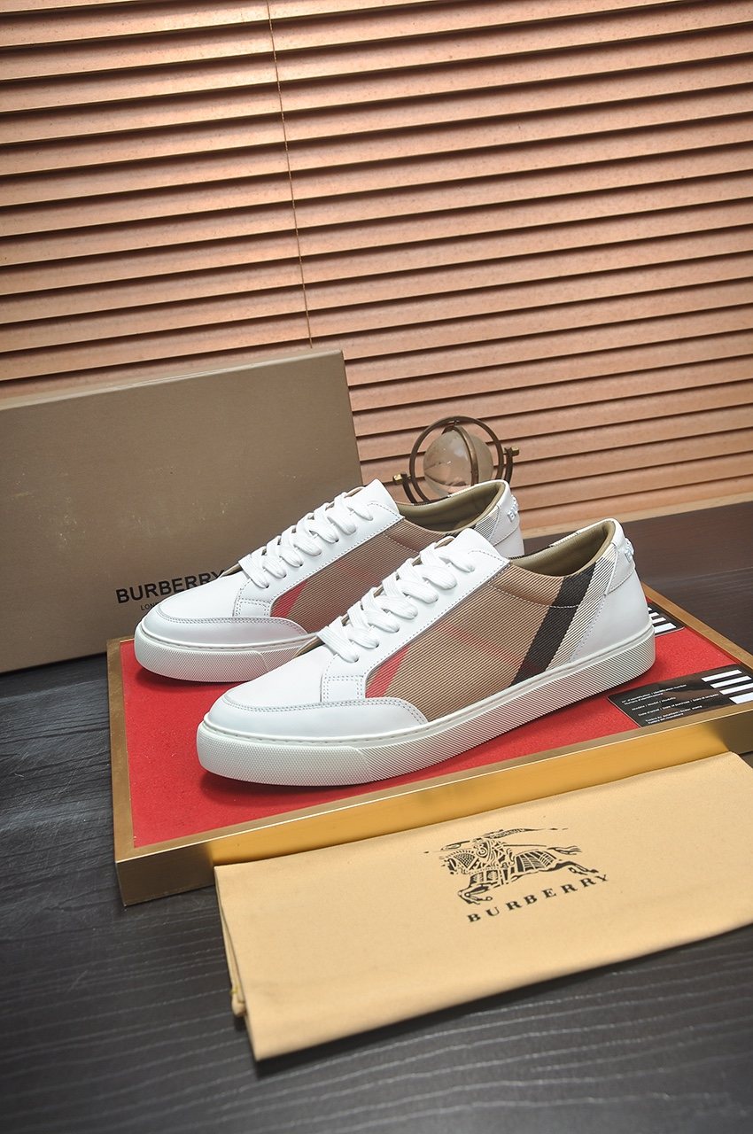 Burberry Plaid Panel Low-Top Sneakers